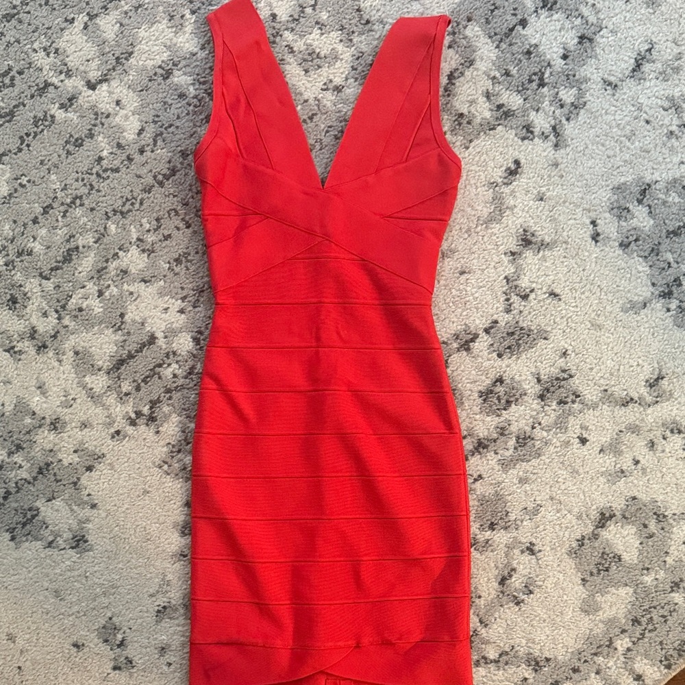 Herve Leger Vibrant Red Mini Dress